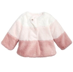 First Impressions Baby Girls Colorblocked Faux Fur Coat, Size 3-6 Months