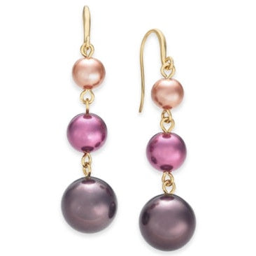 Charter Club Gold-Tone Imitation Pearl Graduated Linear Drop Earrings