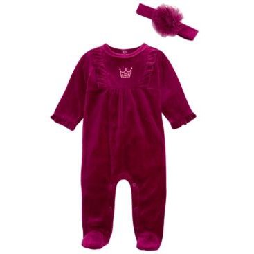 First Impressions Baby Girls 2-Pc. Footed Princess Coveralls With Headband