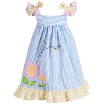 Blueberi Boulevard Baby Girls Gingham Bumblebee Sundress, Size 6-9Mo