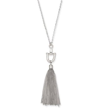 Charter Club Silver-Tone Chain Tassel Pendant Necklace