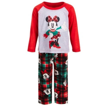 Ame Toddler Girls 2-Pc. Minnie Mouse Plaid Pajama Set