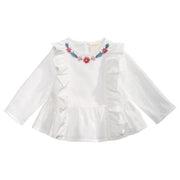 First Impressions Baby Girls Embroidered Ruffle-Trim Top