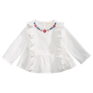 First Impressions Baby Girls Embroidered Ruffle-Trim Top, Choose Sz/Color