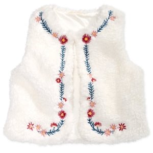 First Impressions  Girls Embroidered Faux Fur Vest, Size 3