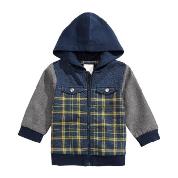 First Impressions Boys Hooded Patchwork Jacket, Size 12Months