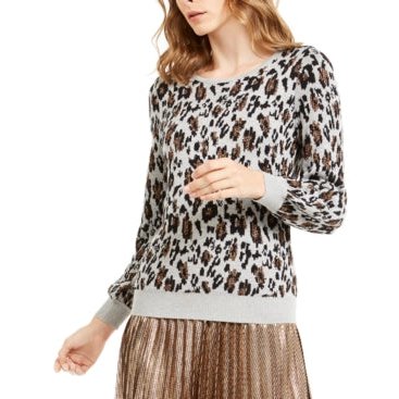 Alfani Metallic Animal-Print Sweater, Size XXL