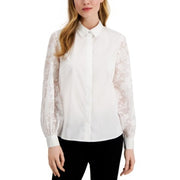 Alfani Lace-Sleeve Button-up Shirt