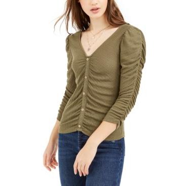 Crave Fame Juniors Ruched Textured Top