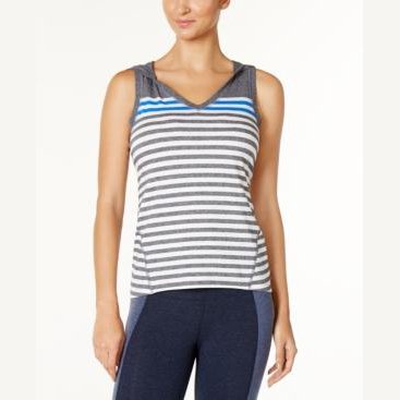 Calvin Klein Performance Hooded Striped Tank Top, Size Small