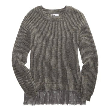 Girls Epic Threads Black Pullover Sweater w/ Glitter and Tulle Size Large 12-14