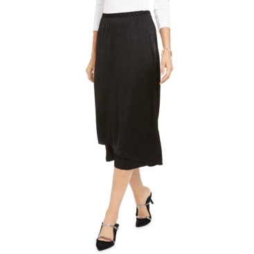 Alfani Faux-Wrap Skirt - Deep Black, Size 6
