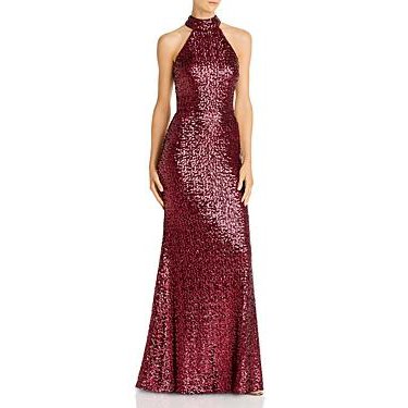 Aqua Sequin Mock Neck Gown, Size 4