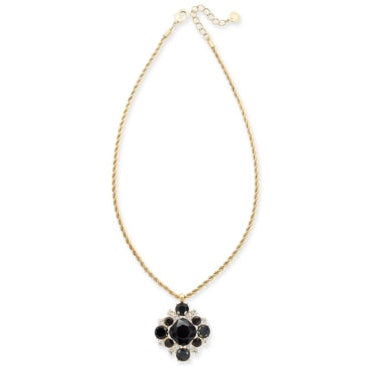 Charter Club Gold-Tone Crystal and Stone Cluster Pendant Necklace