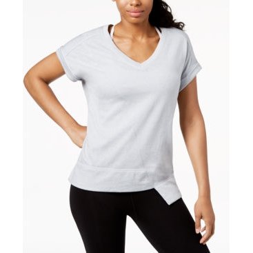 Calvin Klein Performance V-Neck Asymmetrical-Hem Top, Size XS