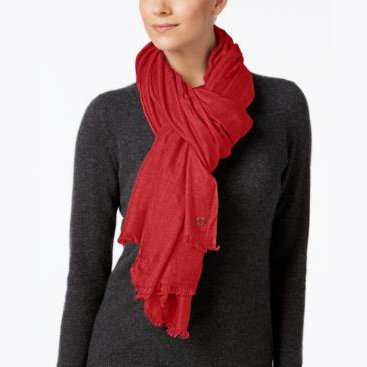 Calvin Klein Oversized 100% Cashmere Modal Scarf & Wrap in One, OneSize/Red