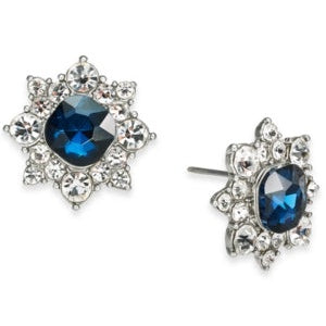 Charter Club Silver-Tone Crystal Flower Stud Earrings