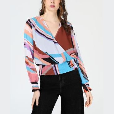 Bar III Sunset Wave Wrap Top