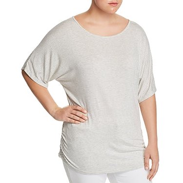 Elan Womens Plus Ruched Boatneck T-Shirt, Size XXXL