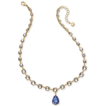 Charter Club Crystal and Stone Teardrop Lariat Necklace, 17 + 2 Extender