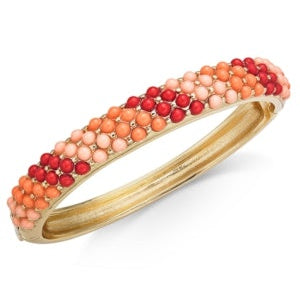 Charter Club Gold-Tone Multicolor Imitation Pearl Bangle Bracelet