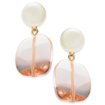 Charter Club Imitation Pearl and Stone Drop Earrings