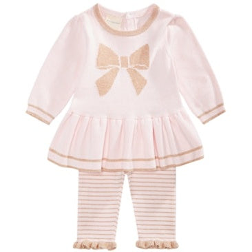 First Impressions Baby Girls Bow Sweater and Striped Tights, Size 12Months