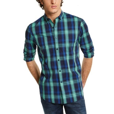 Club Room Mens Regular-Fit Quick-Dry Performance Stretch Plaid Shirt