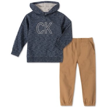 Calvin Klein Boys Marled French Terry Hoodie and Jogger Pants, Size 5
