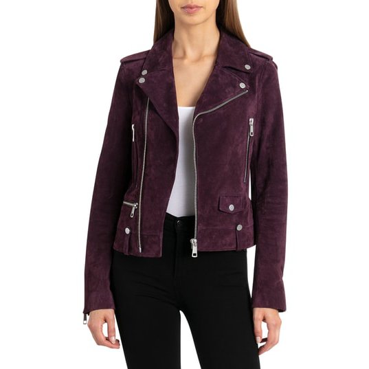 Bagatelle Womens Suede Motorcycle Jacket, Size Medium