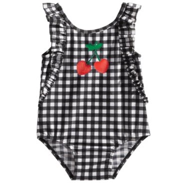 First Impressions Baby Girls Gingham-Print Cherries Swimsuit, 12 Months
