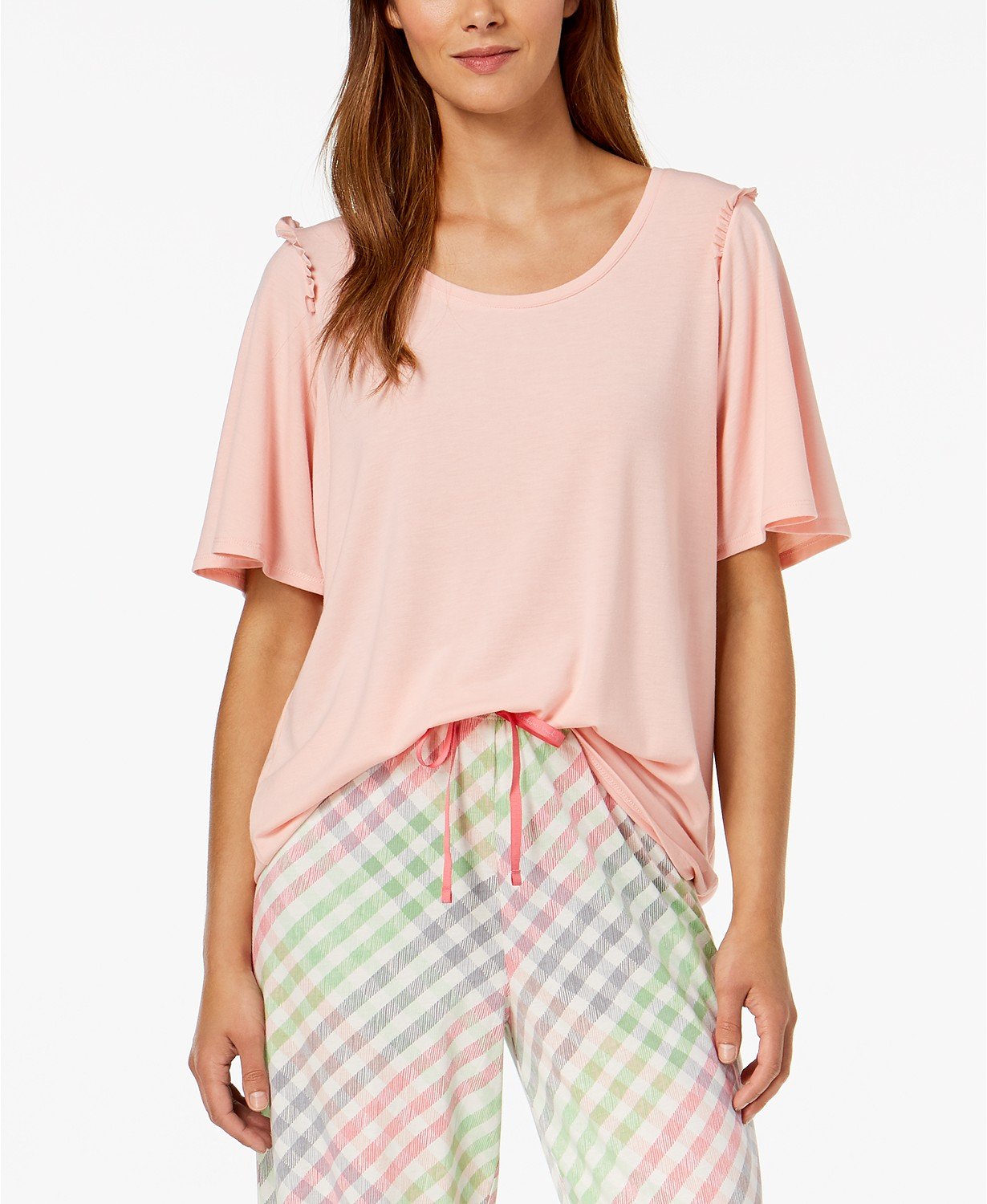 Hue Bell Ruffled-Sleeve Sleep Top