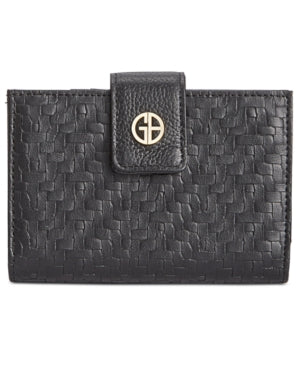 Giani Bernini Woven Genuine Leather Frame Snap Strap Wallet