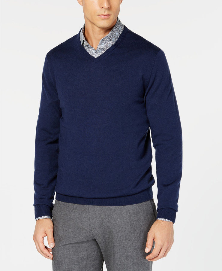 Tasso Elba Mens Merino Wool V-Neck Sweater, Size XXLarge