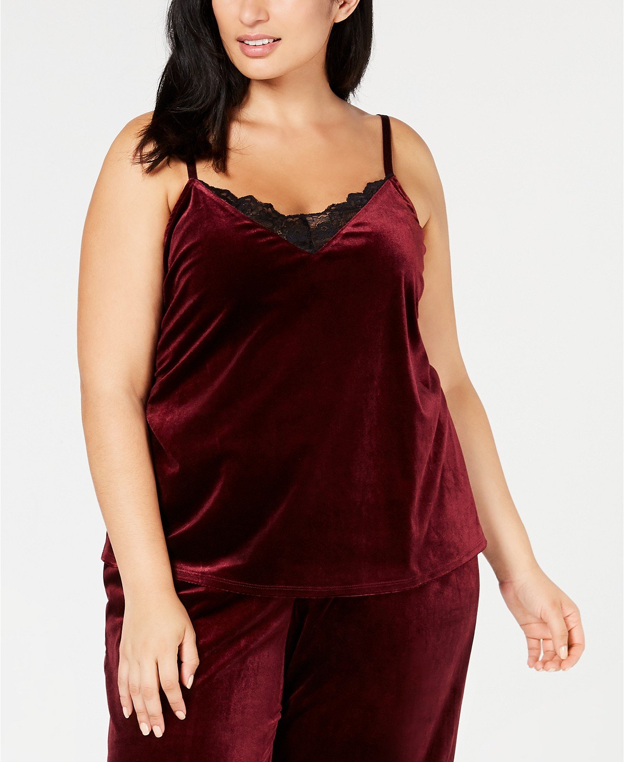 I.N.C. Women's Lace-Trim Velvet Cami Top