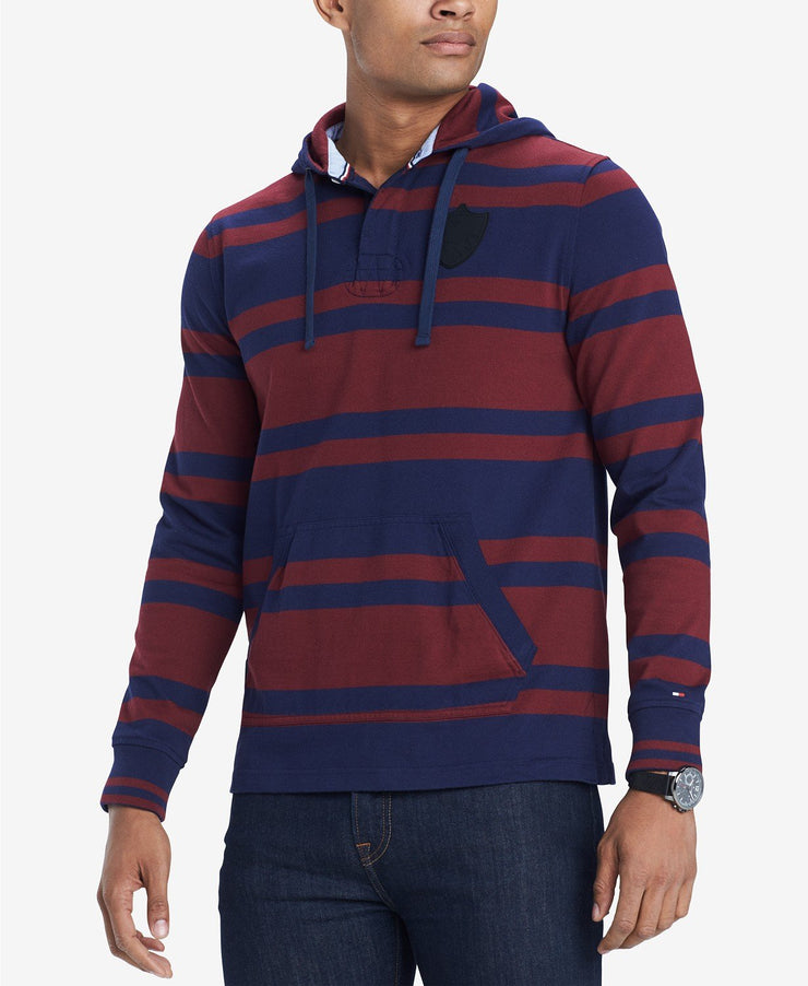 Tommy Hilfiger Mens Leonard Pull-Over Rugby Shirt, Size Small/Zinfandel