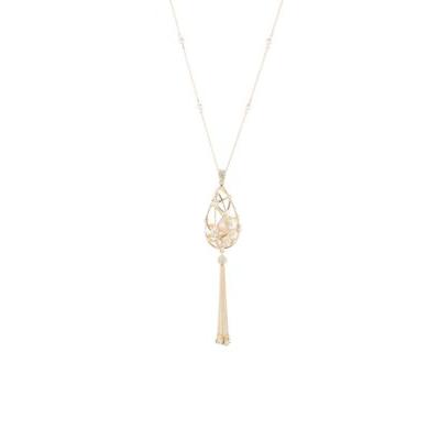 Carolee Pear Shaped Caged Pendant Tassel Necklace