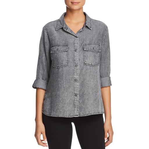 Billy T Womens Chambray Long Sleeves Blouse, Size Medium