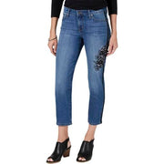 Style and Co. Womens Petites Denim Embroidered Slim Leg Jeans, Size 14P