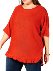 Ny Collection Womens Sweater Plus Tunic Ruffled Hem, Size 1X