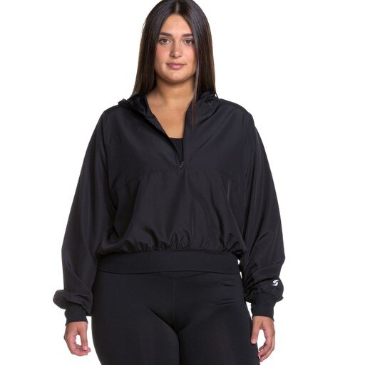 Soffe Womens Plus Size Curves Squad 1/4 Zip Cropped Hoodie