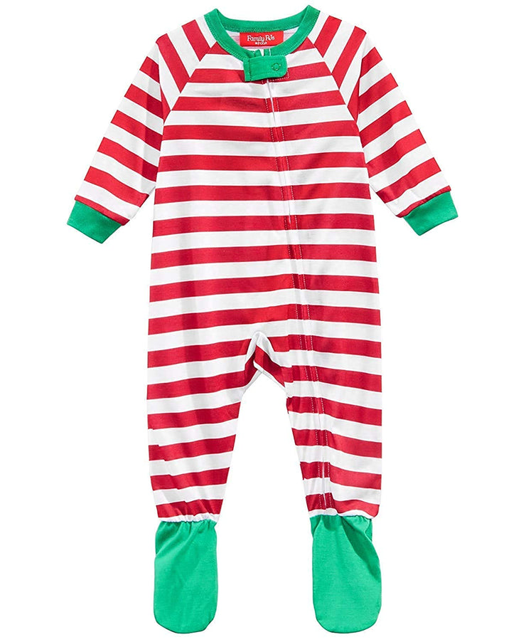 Family Pajamas Unisex Kids Footed Pajamas Holiday Stripe Red 18 MOS