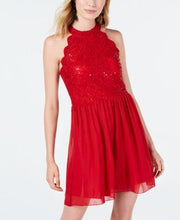Speechless Juniors Red Sequined Halter Above the Knee Party Dress, Size 9