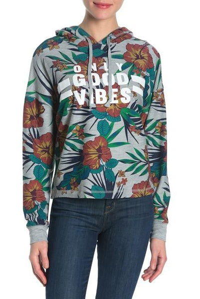 Pretty Rebel women's Good Vibes Tropical Hoodie, Size Small