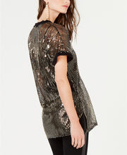 INC International Concepts I.N.C. Allover-Sequin Short-Sleeve Top, Various Sizes