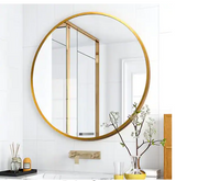 Neu-Type Medium Round Gold Shelves and Drawers Modern Mirror (24 In. H x 24 In.