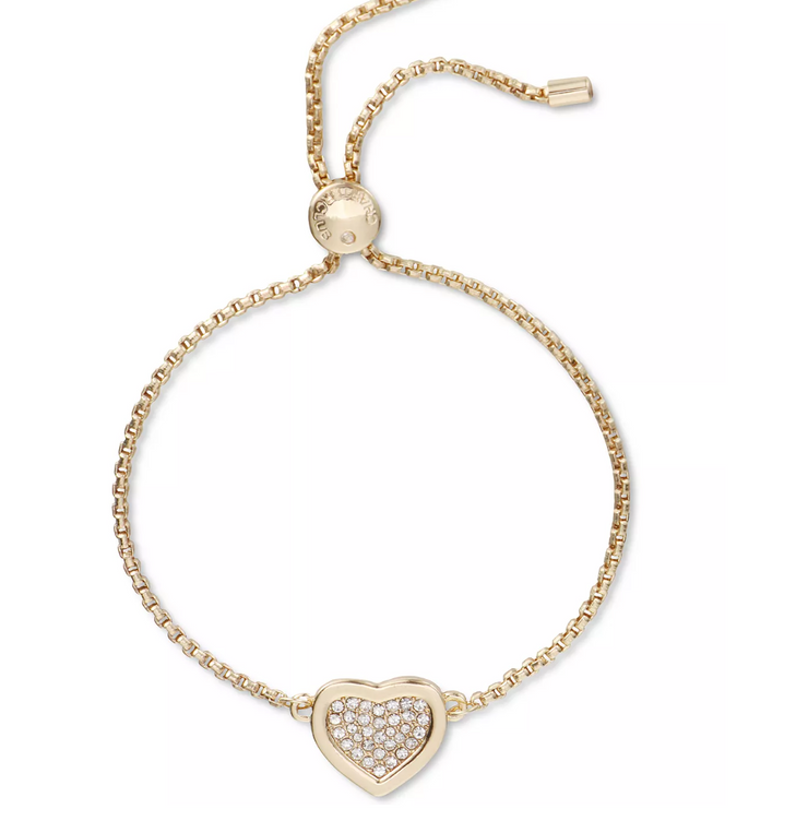 Charter Club Gold-Tone Pave Heart Slider Bracelet