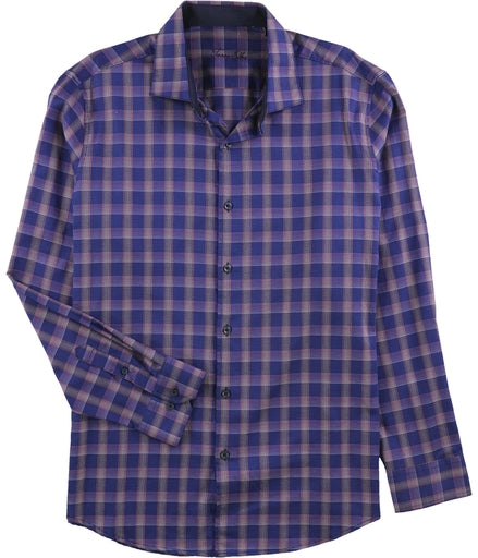 Tasso Elba Mens Bossini Plaid Button up Shirt, Size Medium