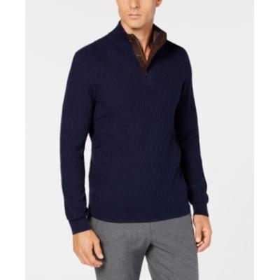 Tasso Elba Mens Supima Mock-Neck Textured Sweater