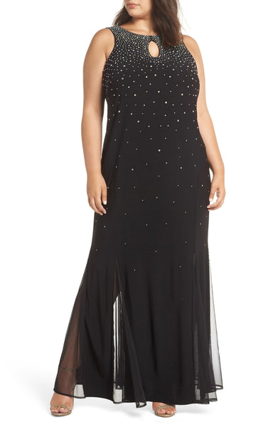 Morgan & Co. Plus Size Womens Rhinestone Trumpet Gown